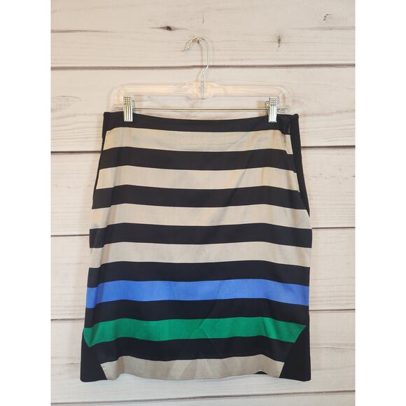 Diane von Furstenberg Striped Silk & Wool Blend Pencil Skirt Size 10 - Picture 1 of 6